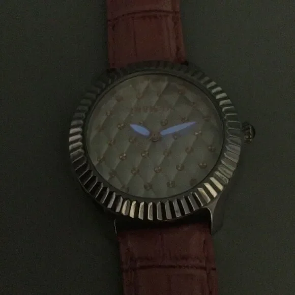 Invicta Angel Watch 40mm Silver Tone Crystals 25744 Pink Leather New Battery - Picture 13 of 15